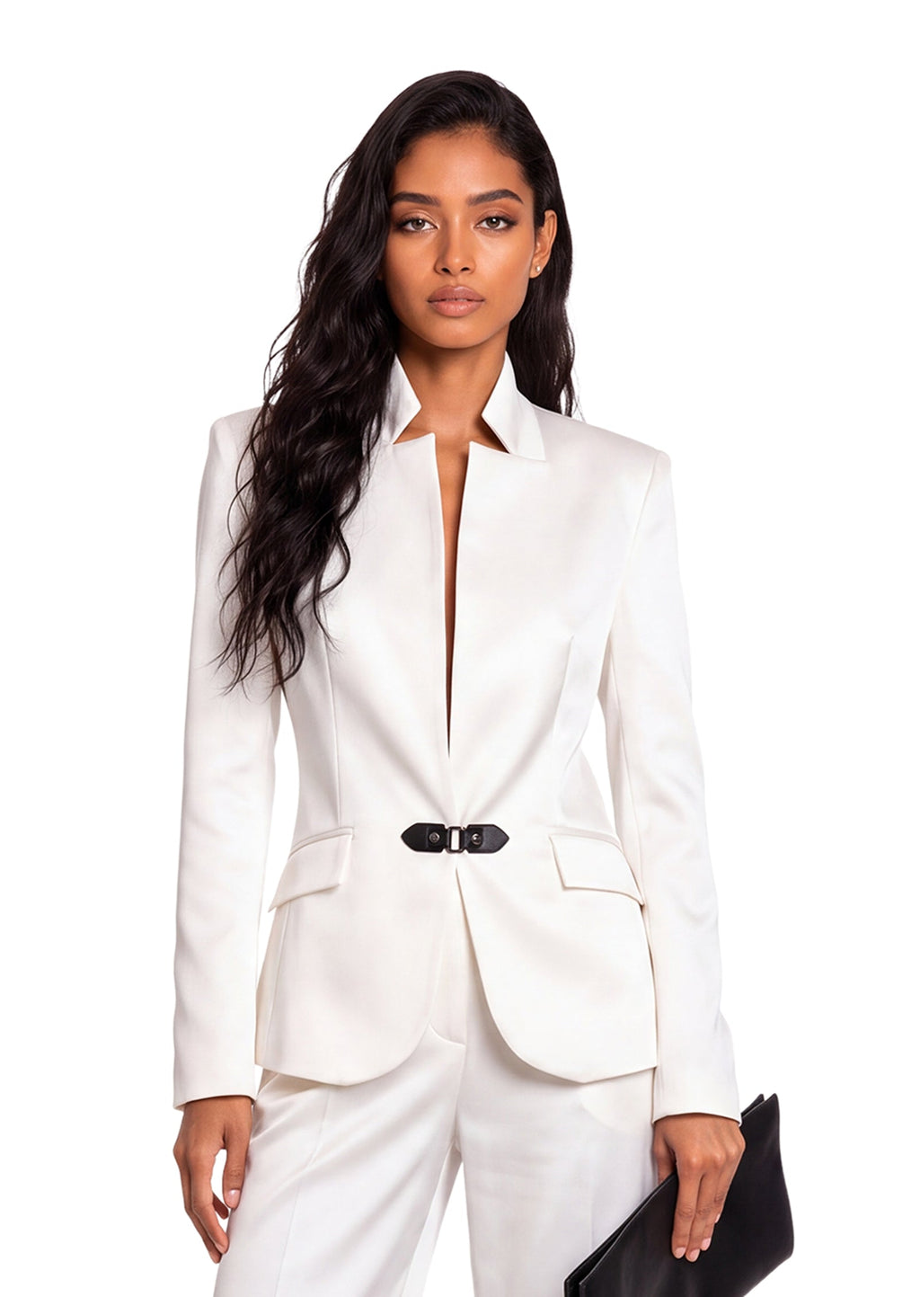 Painter Stand Collar Blazer In White