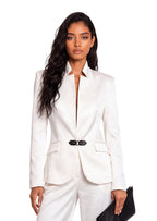 Painter Stand Collar Blazer In White