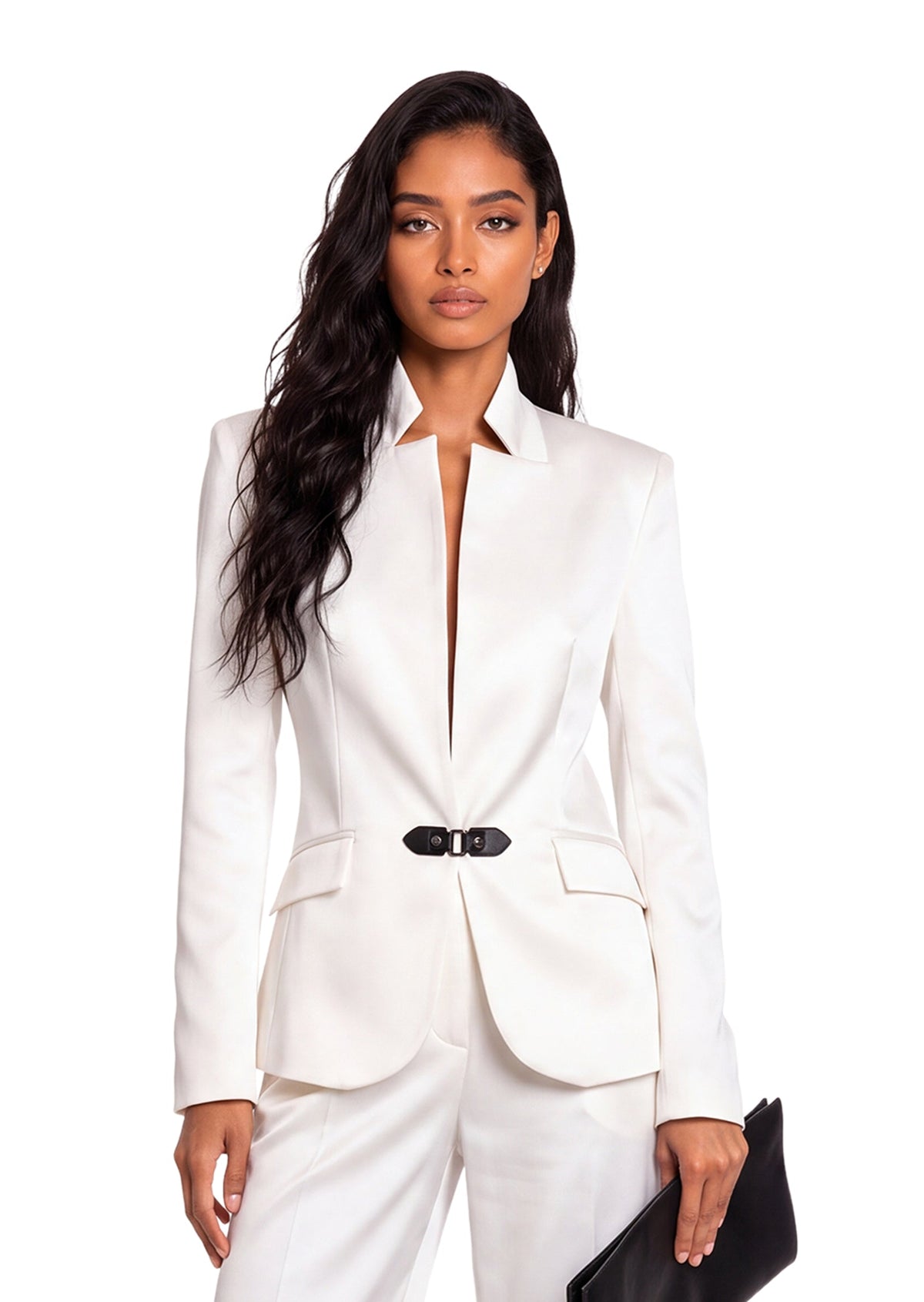Painter Stand Collar Blazer In White