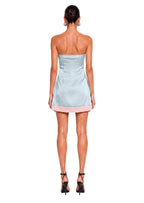 Sabelle Lace Satin Mini Dress In Blue