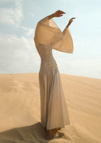Metallic Elasticated Gathers Maxi Dress（Final Sale）