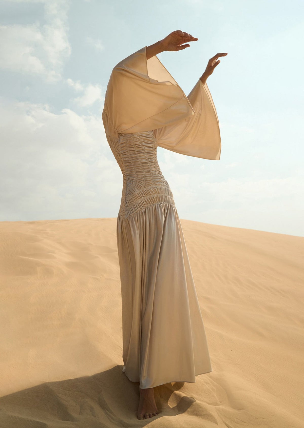 Metallic Elasticated Gathers Maxi Dress（Final Sale）