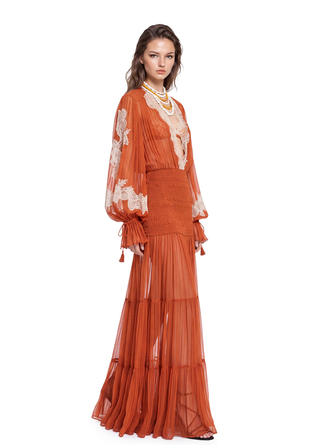 Macario Long Sleeve Lace Maxi Dress