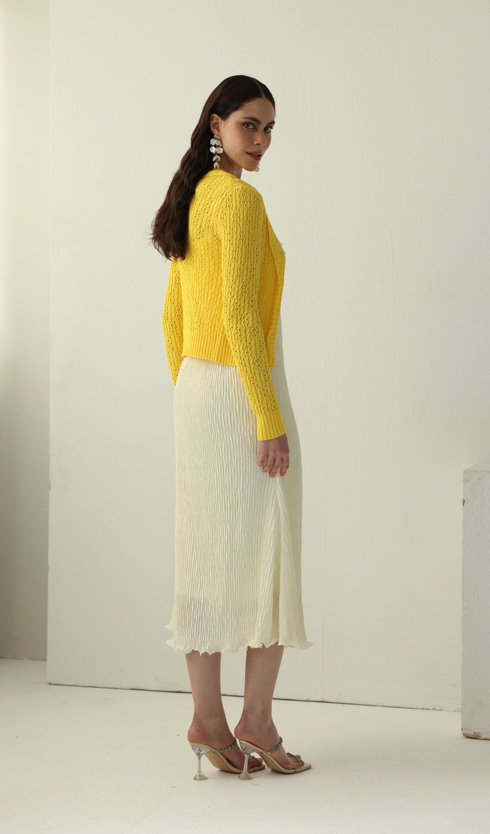 Solid V Neck Knitted Cardigan
