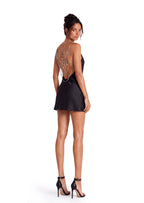 Naim Backless Chain Satin Mini Dress