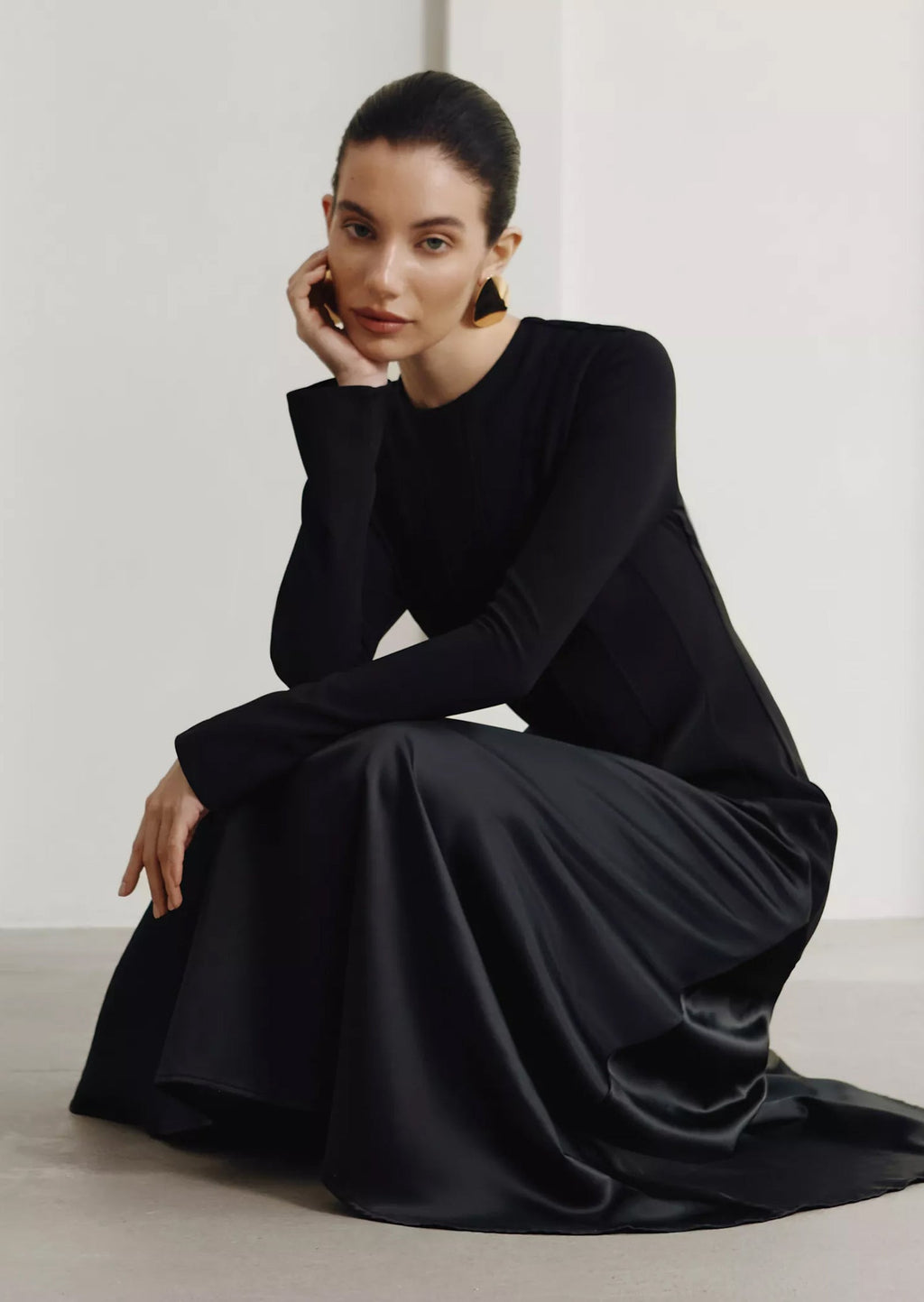 Knitted Satin Maxi Dress