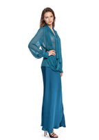 Laken Sheer Top & Satin Skirt Set