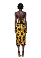Ufuk Satin Lace Top & Midi Skirt Set In Yellow