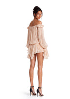 Earlene Pleated Ruffled Mini Dress