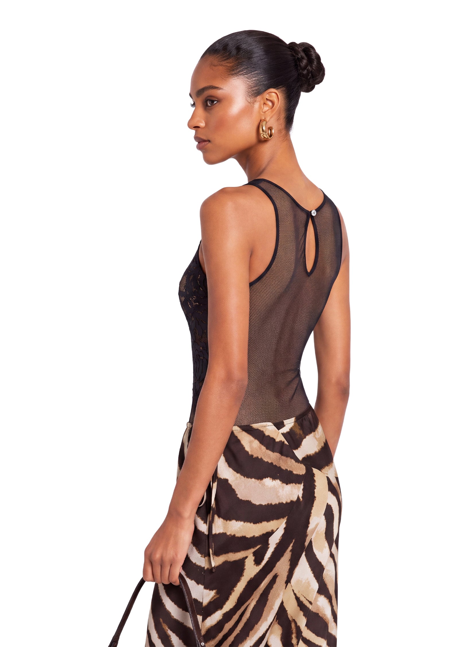 Tadahiro Printed Lace Midi Dress In Black