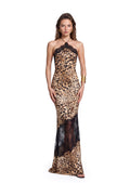 Maho Halter Neck Printed Lace Maxi Dress