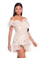 Layered Ruffled Mini Dress In Apricot