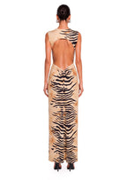 Aba Open Back Printed Maxi Dress In  Yellow