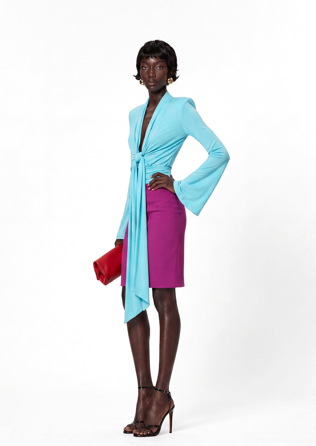 Daishiro Bell Sleeved Top In Blue