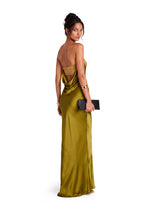 Chaz Off The Shoulder Satin Maxi Dress