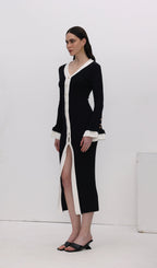 Knitted Contrasting Cuffs Maxi Dress