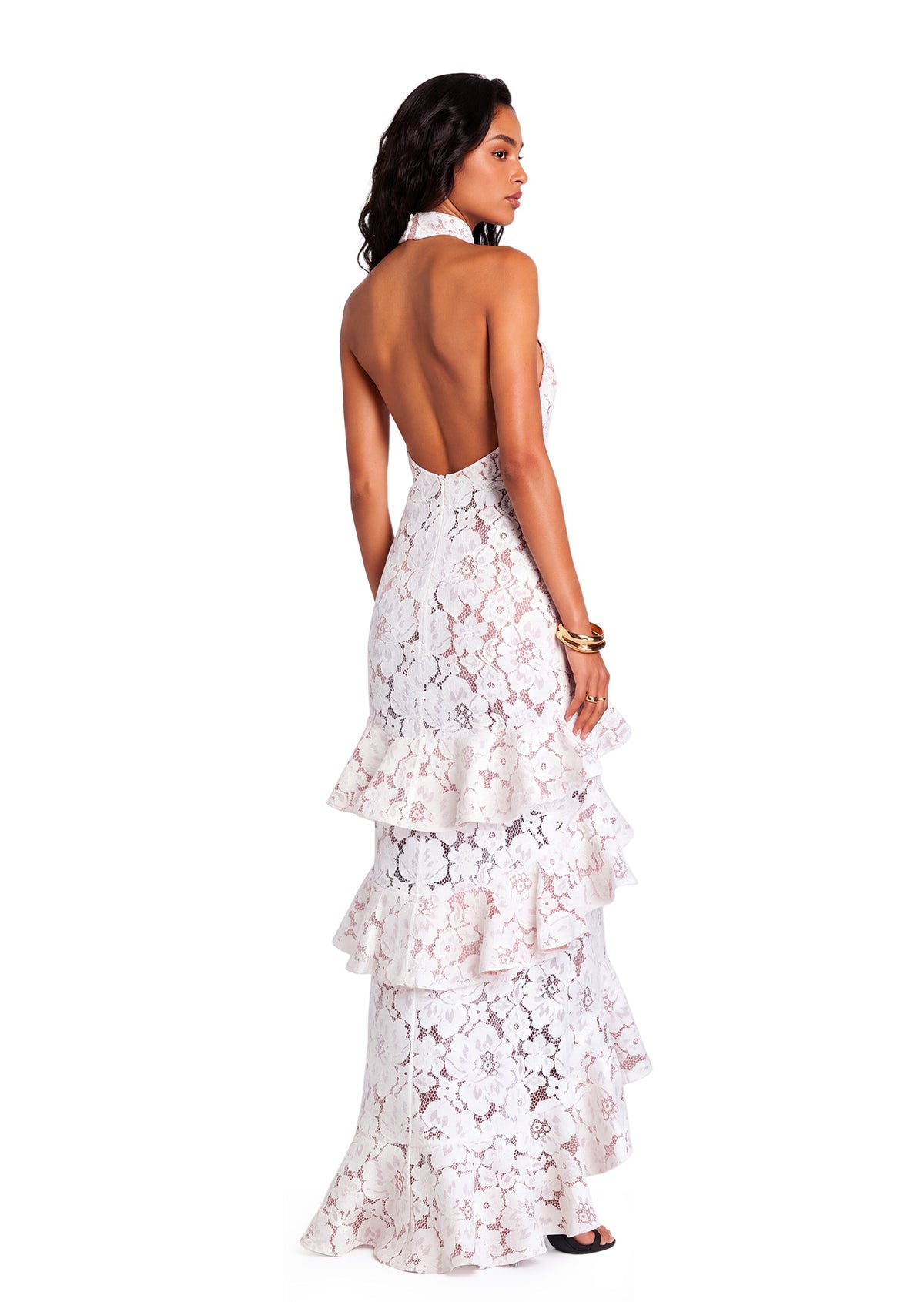 Macall Tiered Ruffle Lace Maxi Dress