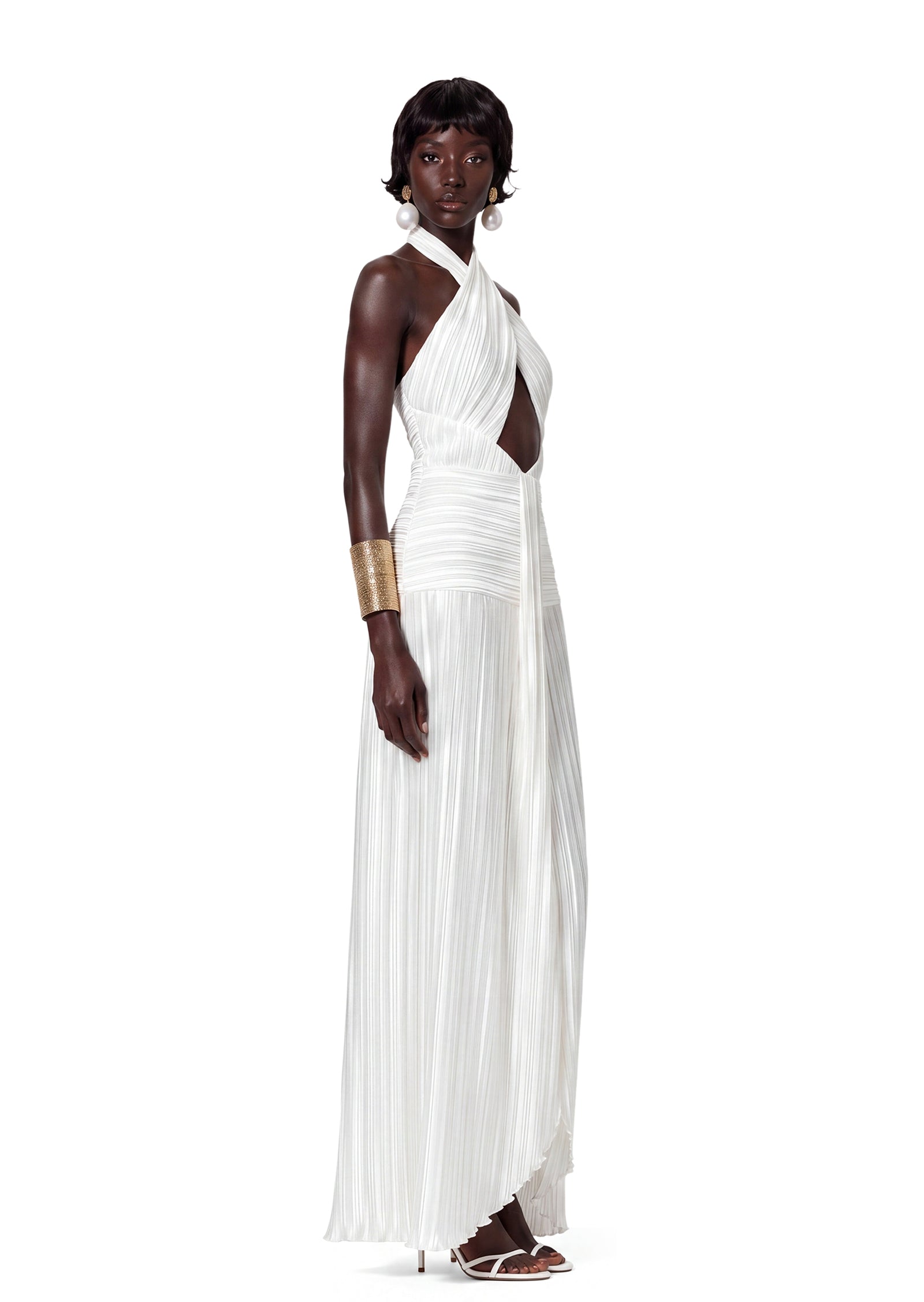 Sabeen Satin Halter Neck Maxi Dress