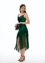 Tassel Satin Patchwork Maxi Dress