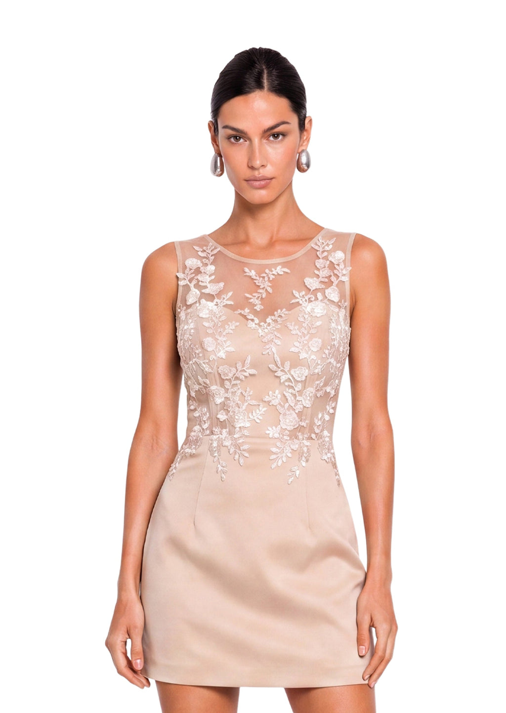 Lafayette Embellished Lace Mini Dress