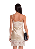 Dehateh Satin Lace Mini Dress In Champagne