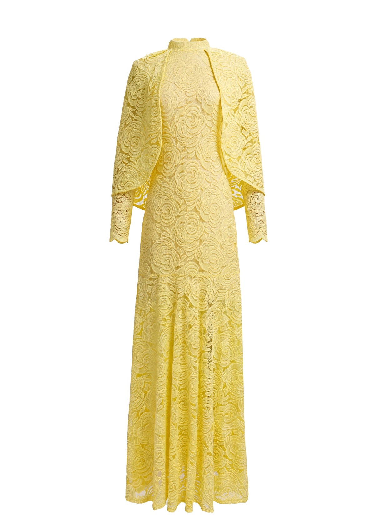Kabili Round Neck Lace Maxi Dress In Yellow
