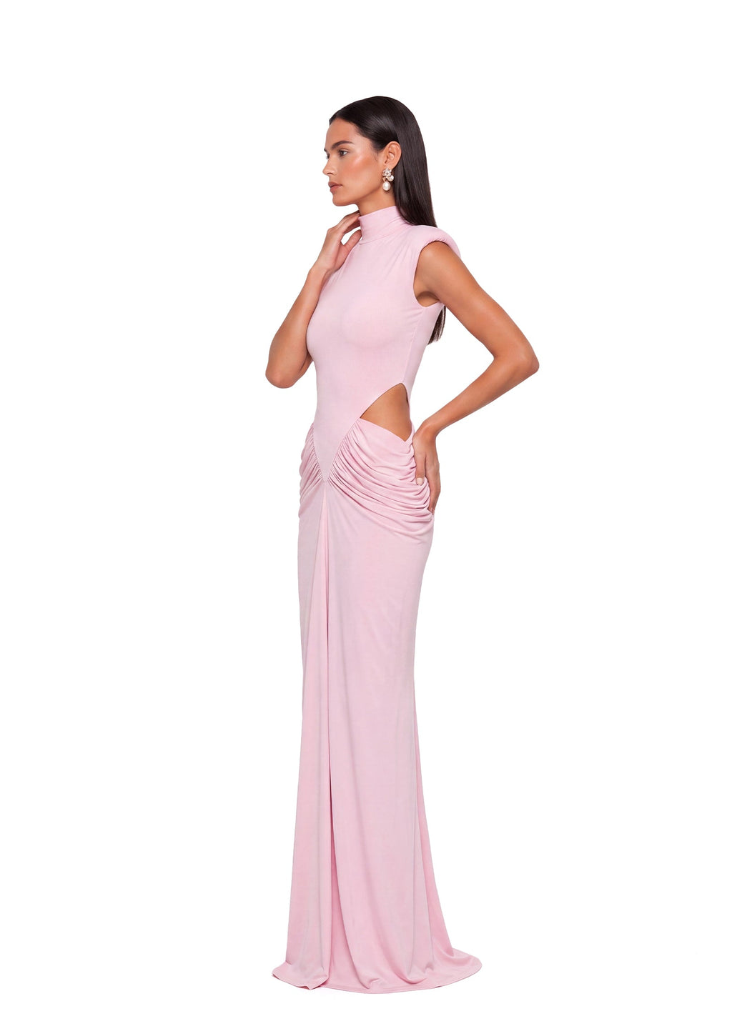 Adabella Gathering Cut Out Maxi Dress In Pink