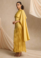 Cape Detailed Fringed Gown