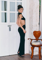 Dilara Open Back Maxi Dress In Black