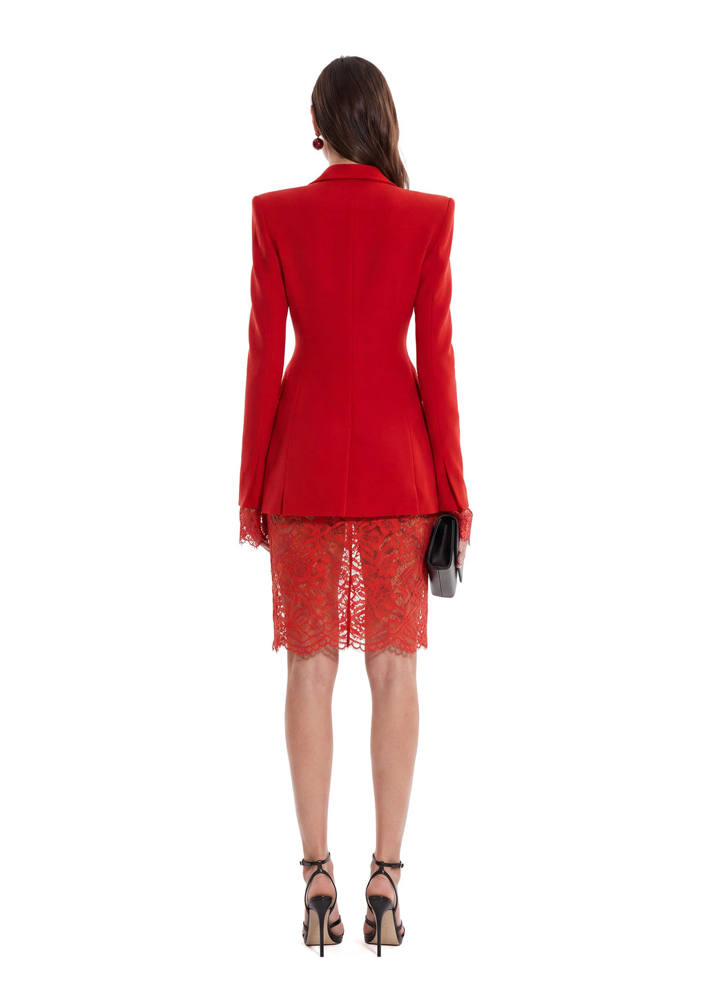 Saabir Long Sleeved Suit Jacket In Red