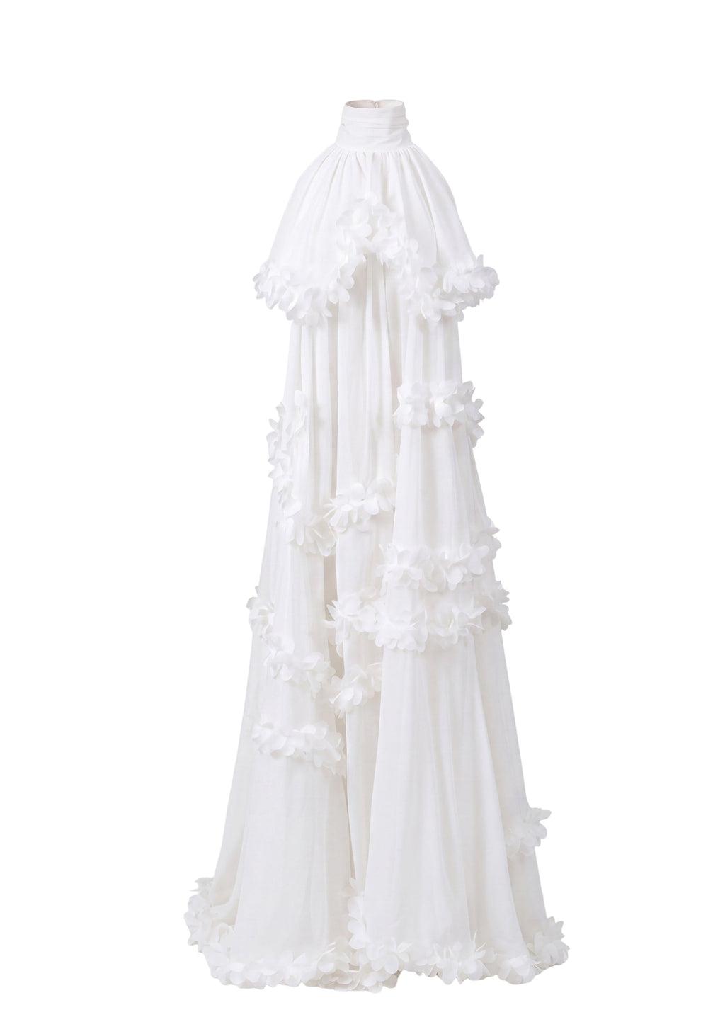 Hawa Halter Neck Petal Slit Maxi Dress In White