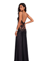 Gabouray Lace Satin Maxi Dress  In Black