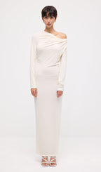 Draped Twist Knit Maxi Dress