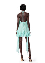 Ghazi Halter Neck Open Back Midi Dress In Green