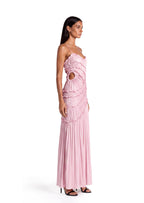 Laasya Sleeveless Satin Maxi Dress In Pink