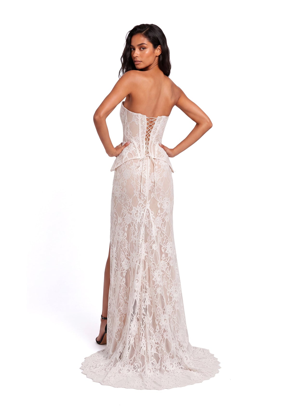 Palmer Strapless Lace Slit Mermaid Skirt Set