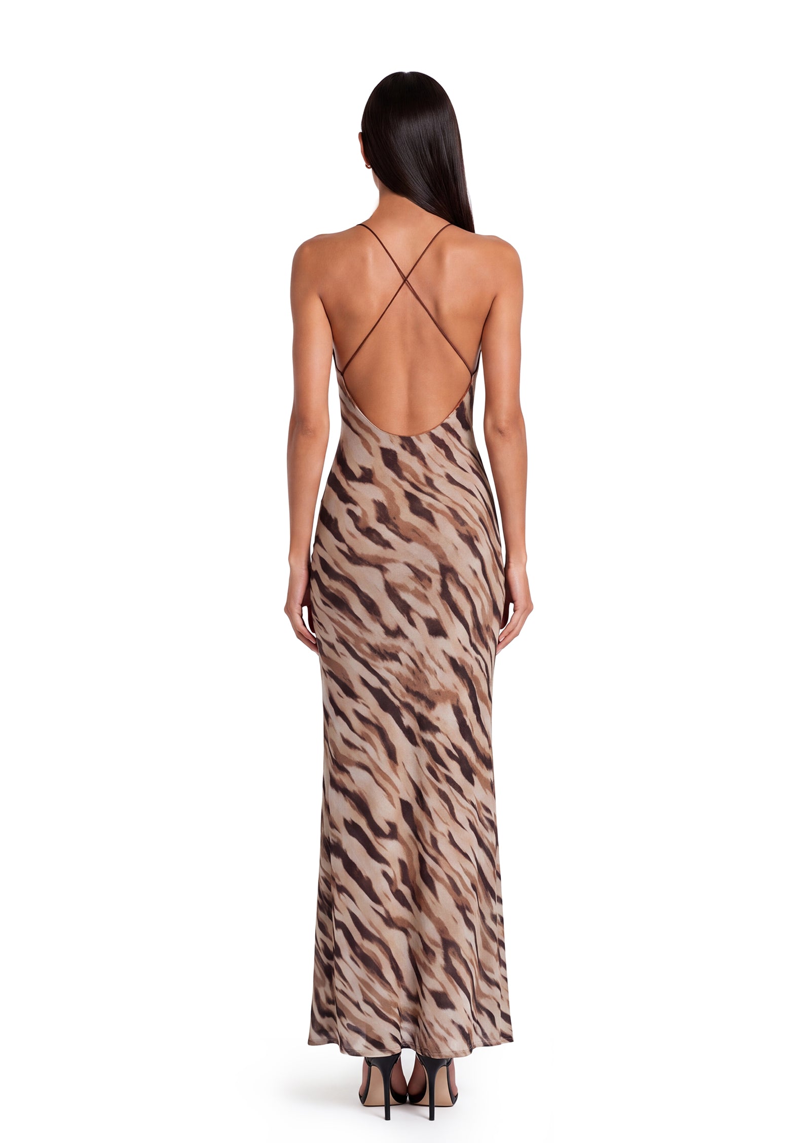 Caitlin Open Back Printed Maxi  Dress