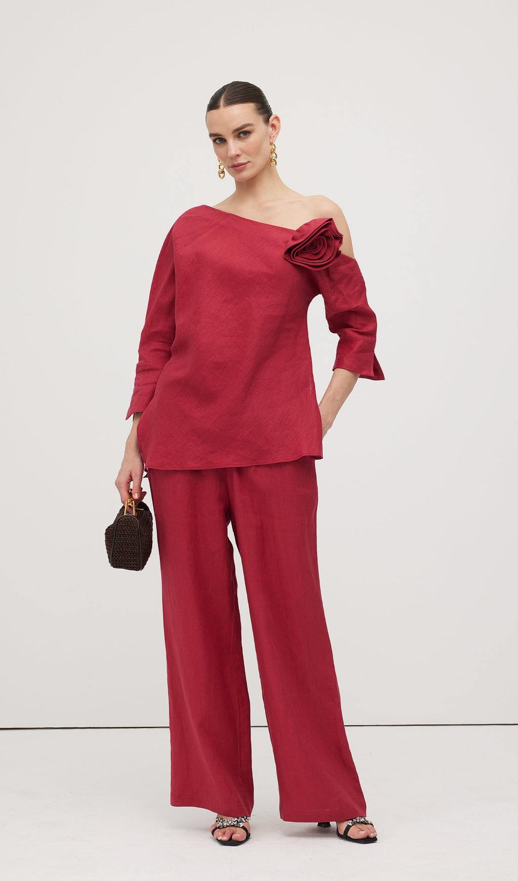 Linen Rose Trousers Suit