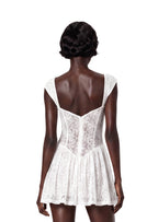 Ichirou Square Neck Short Lace Dress In White
