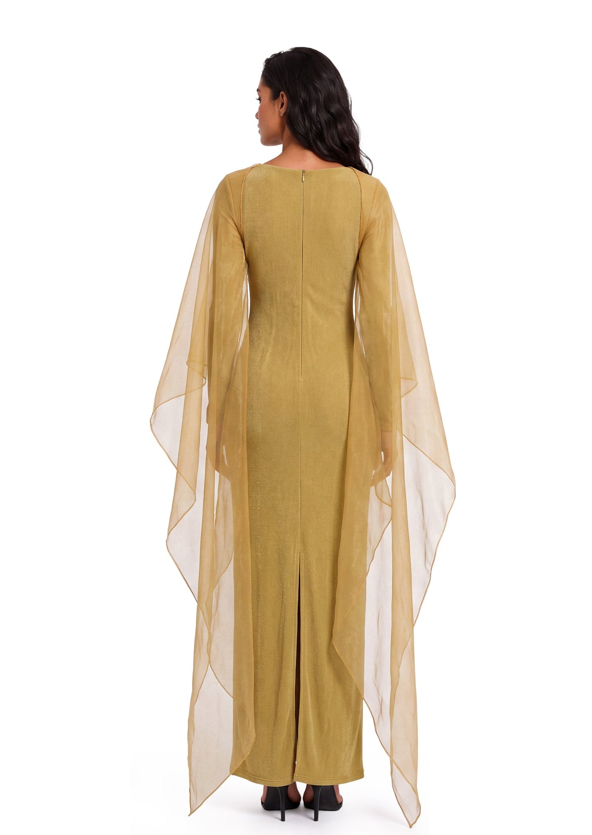 Wafi Long Sleeved Shawl Maxi Dress In Yellow
