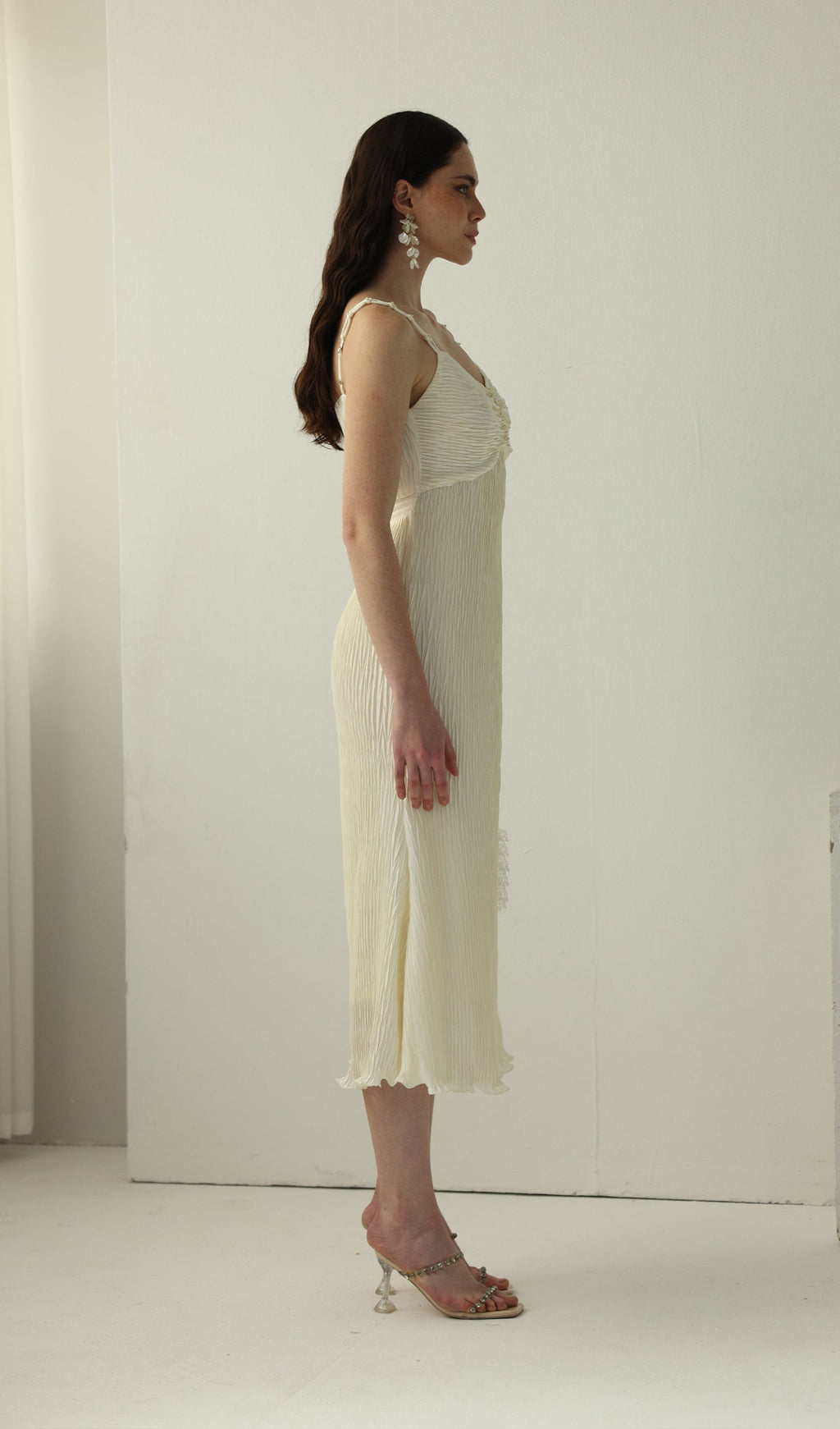 Solid Texture Slip Midi Dress