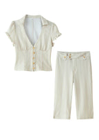 Naima Short Sleeved Top & Capri Pants Set