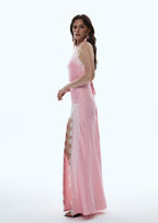 Coralie Satin Maxi Dress With Lace Trim