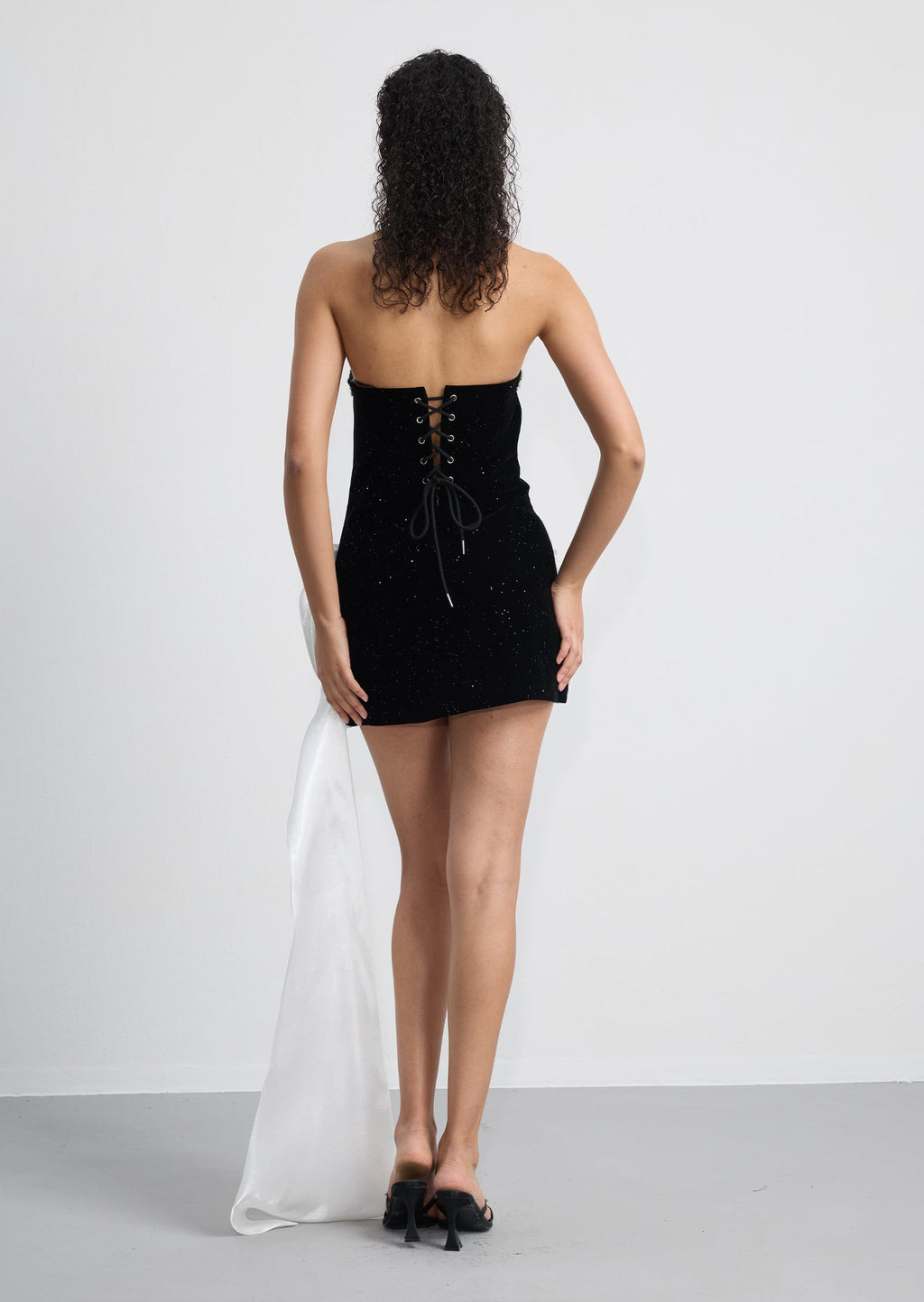 Strapless Mini Dress With Bow Ribbon