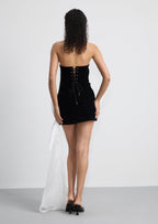 Strapless Mini Dress With Bow Ribbon