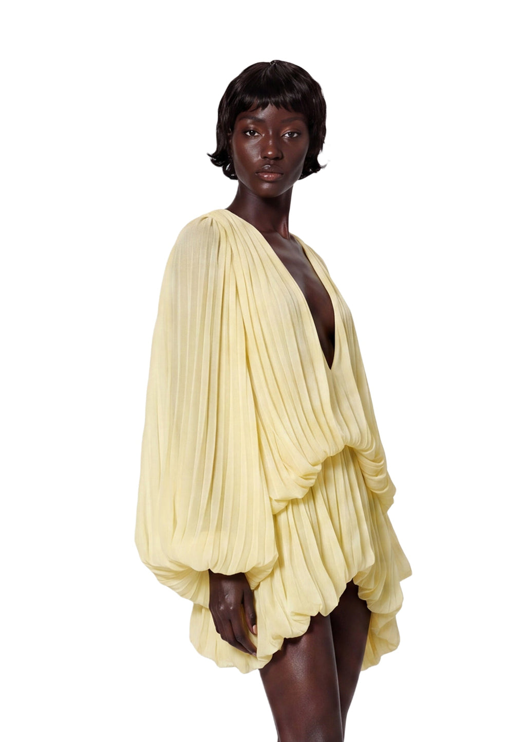 Maame Low Cut Puff Sleeve Mini Dress