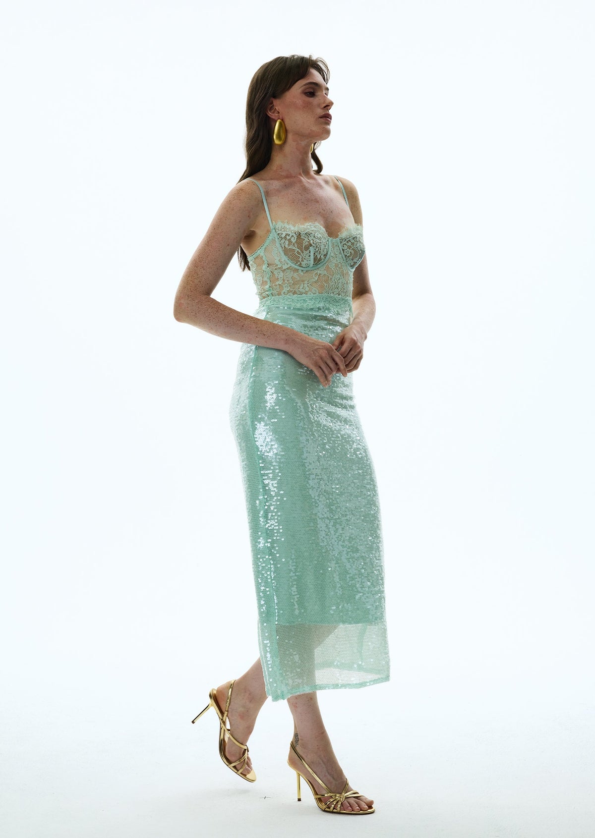 Alixandra Maxi Dress With Sheer Lace Bustier