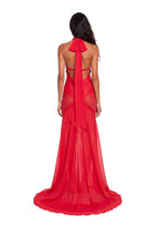 Qismah Sleeveless Halter Neck Maxi Dress In Red