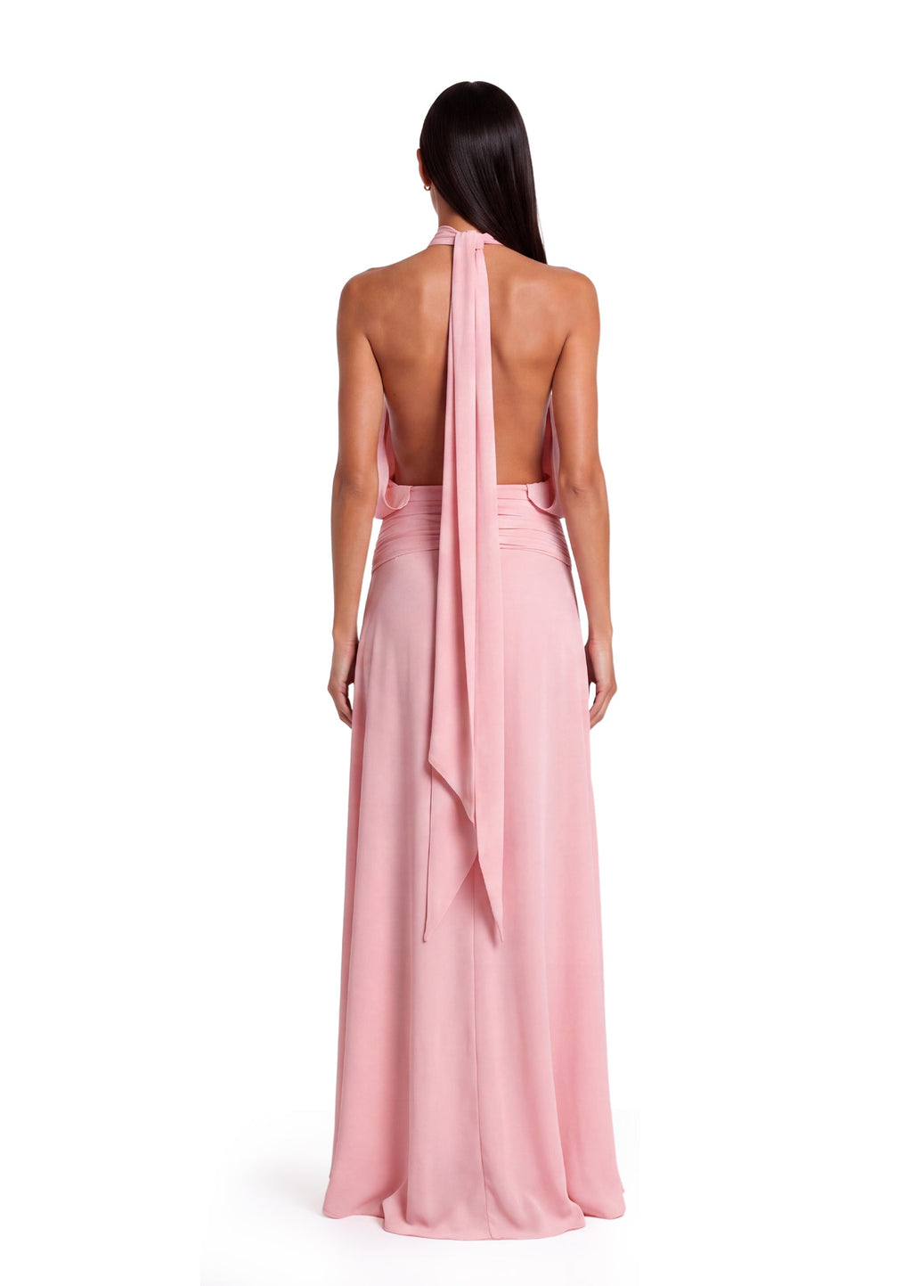 Bhavya Halter Neck Open Back Slit Maxi Dress