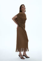 Macaria Knit Cape Top & Fringe Skirt Set
